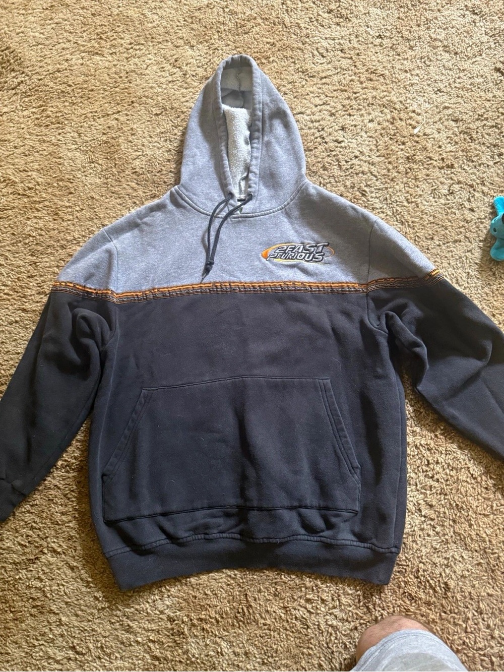 Two-Tone Sherpa-Lined Hoodie - Gray/Black